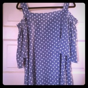 Cute polka dot cold shoulder top